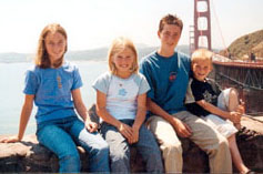 These are the Gish kids in front of the Golden Gate Bridge...