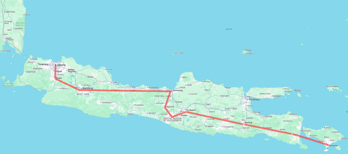 Our travel route.